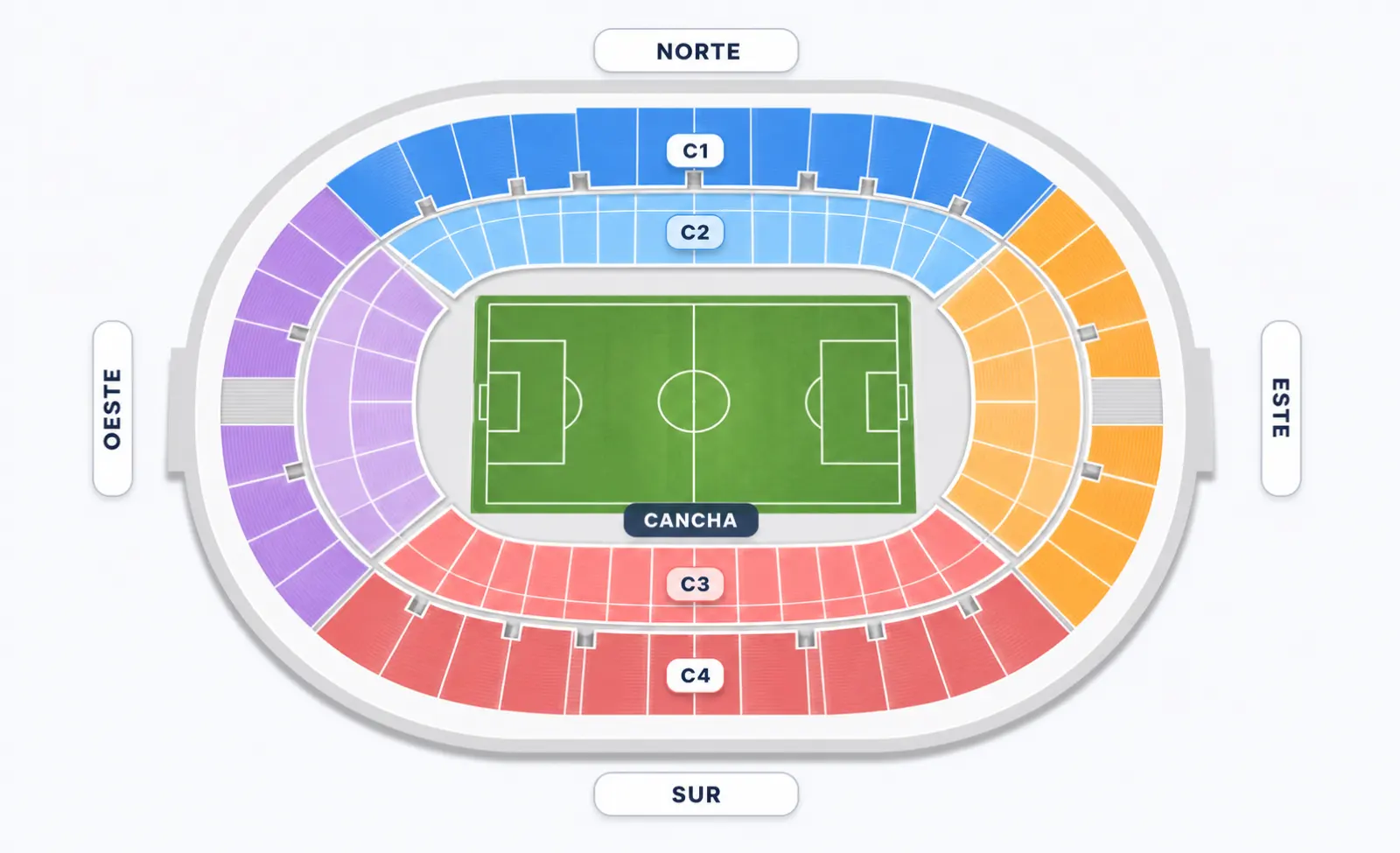 Mapa de zonas del recinto para Ricardo Arjona